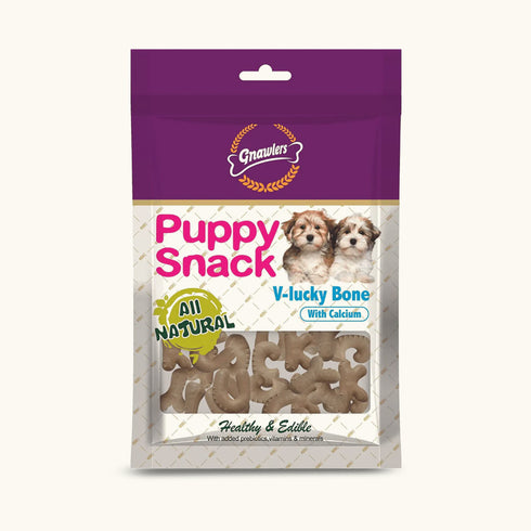 Gnawlers Puppy Snack V-Lucky Bone Dog Treats